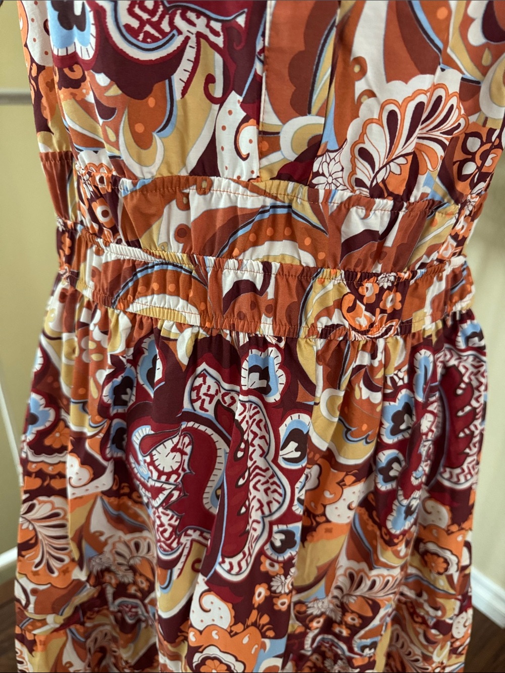 Anthropologie The Summerset Women's Orange Paisley Maxi Dress Size L - Picture 6 of 16